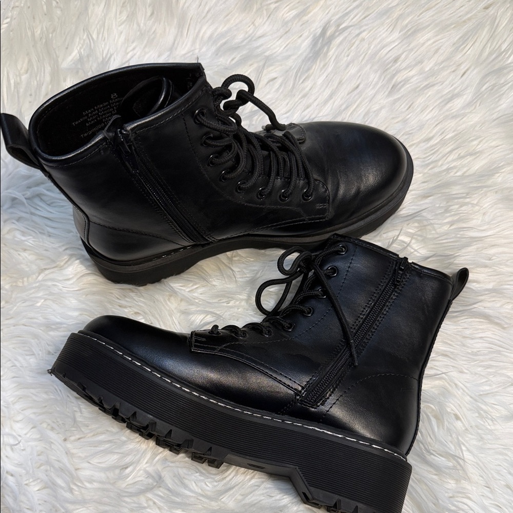 Black Lace-Up Ankle Boots